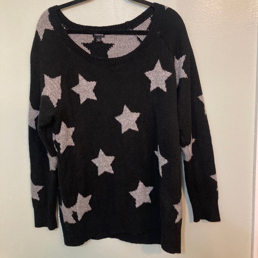 Torrid Black Metallic Star Pullover Sweater
